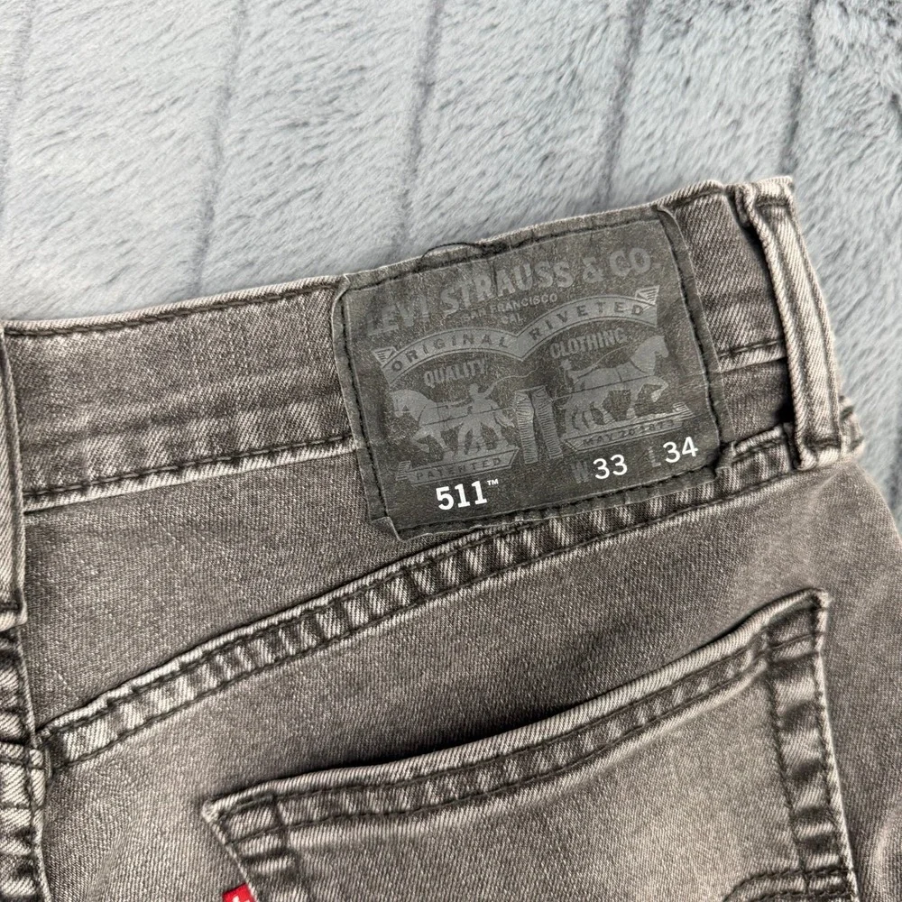 Levis 511 Slim Fit Grey Wash Stretch Denim Jeans Mens 33x34 04511-2139